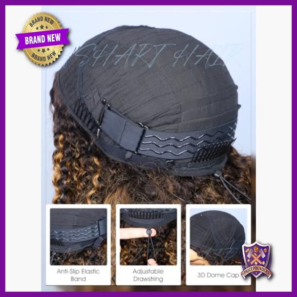 18 Inch Human Hair Half Wig Kinky Curly Glueless Wear and Go 180% Density main image 4